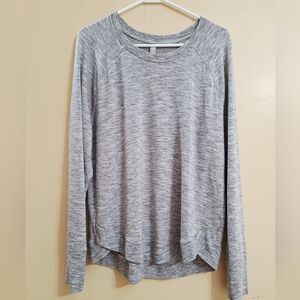 Athleta Mindset Sweatshirt Crew Neck Light Gray Athletic Long Sleeve Shirt Large
